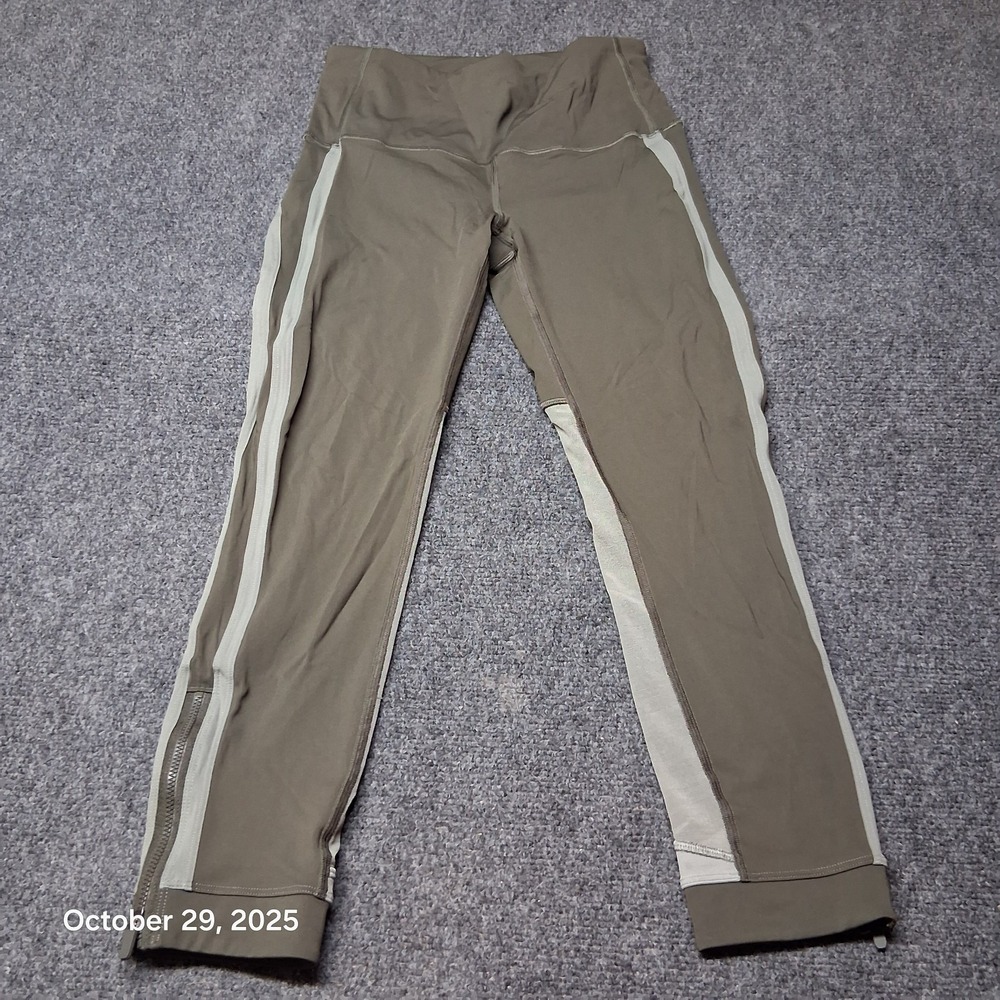 Lululemon Zip The Line Crop Leggings Dark Olive‎ Sage Gray Size 6